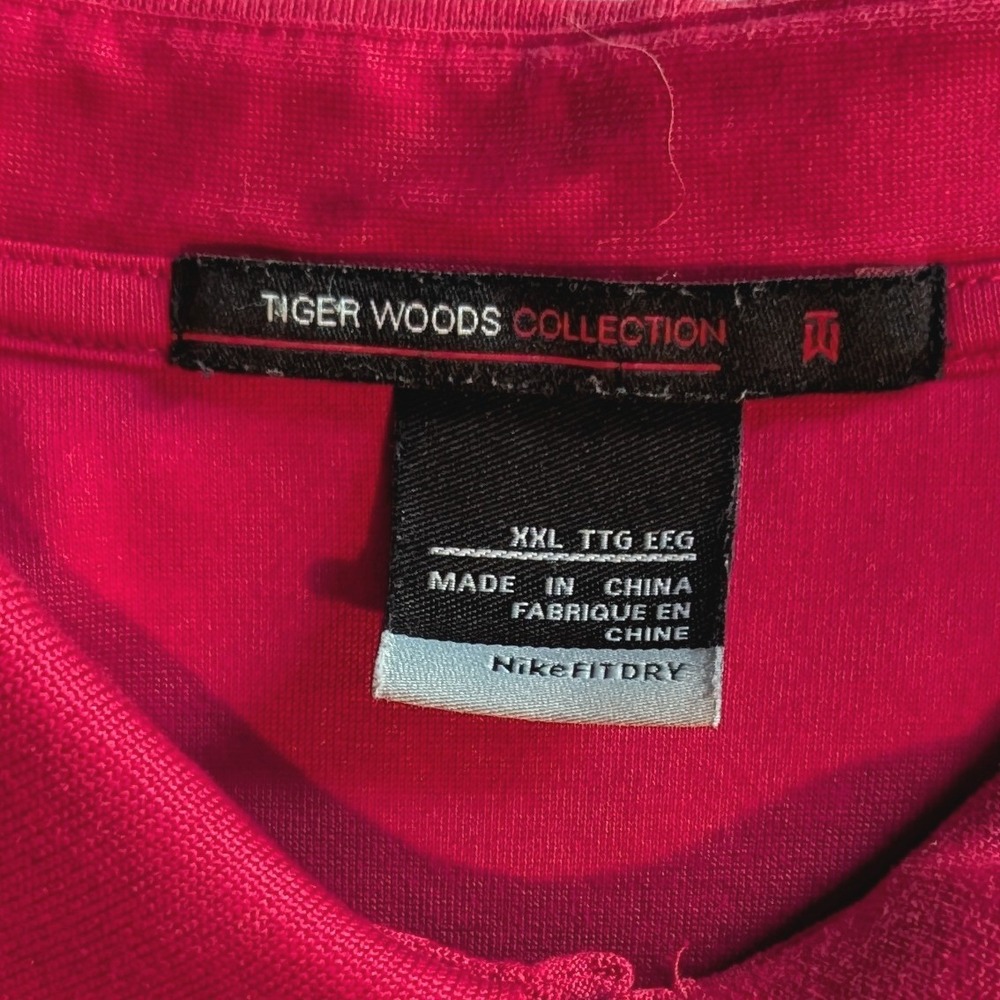 Nike Tiger Woods Collection Red Geometric Jacquard Polo Shirt Mens XXL Nike-Fit - Picture 10 of 11
